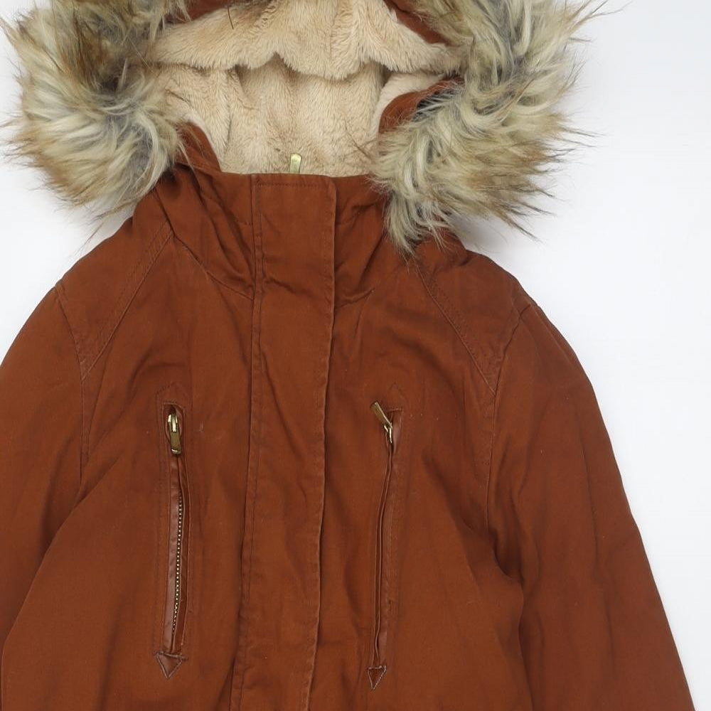 Atmosphere Womens Brown   Overcoat Coat Size 8  Zip