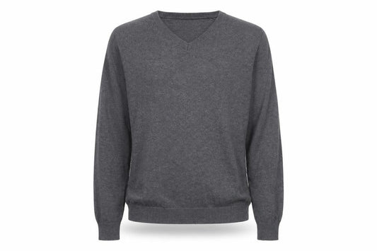 New Look Mens Grey V-Neck  Cotton Pullover Jumper Size L