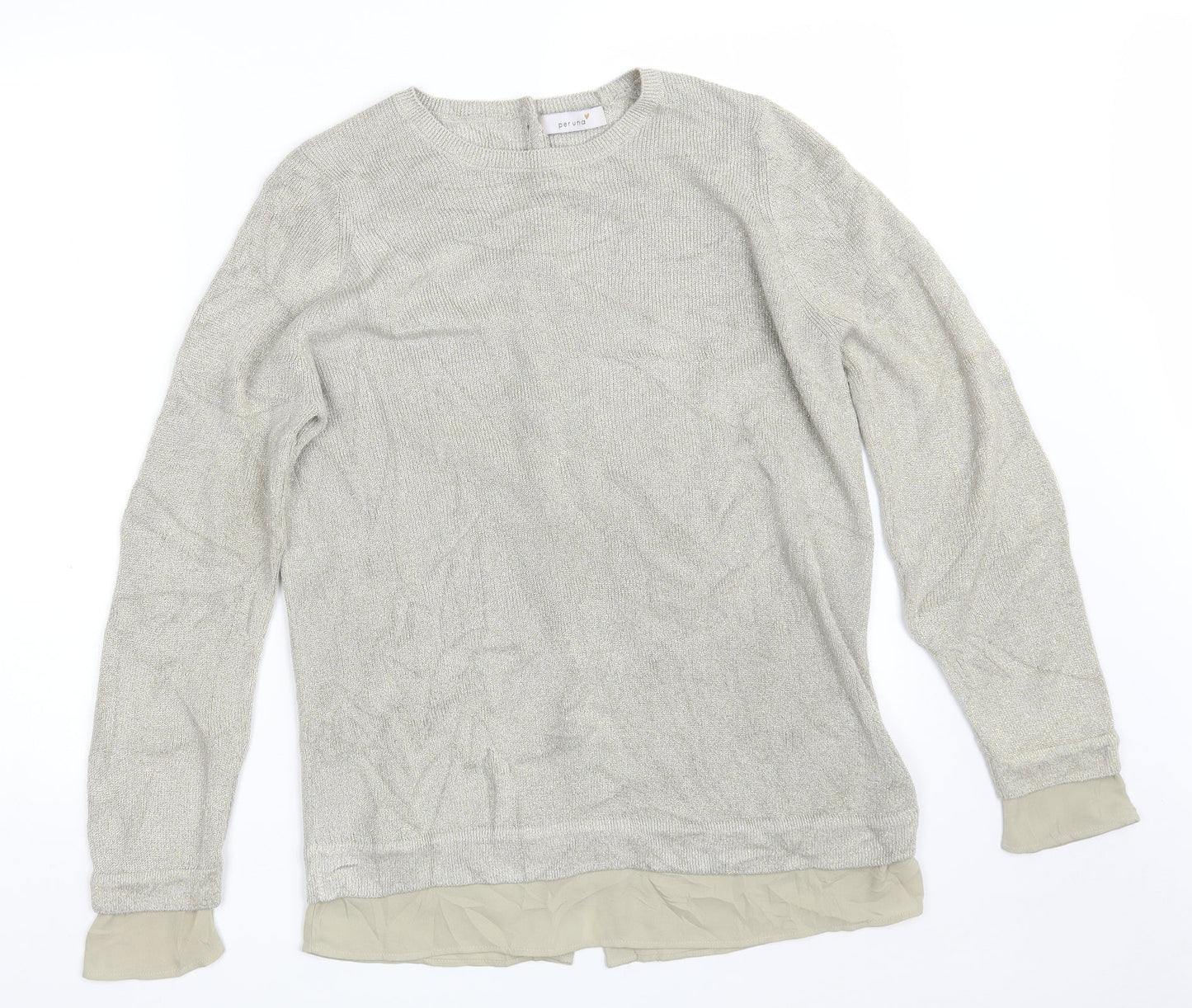 Marks and Spencer Womens Beige Round Neck  Acrylic Pullover Jumper Size 12