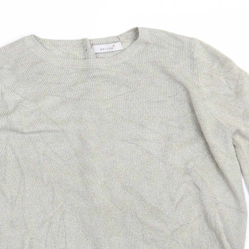 Marks and Spencer Womens Beige Round Neck  Acrylic Pullover Jumper Size 12