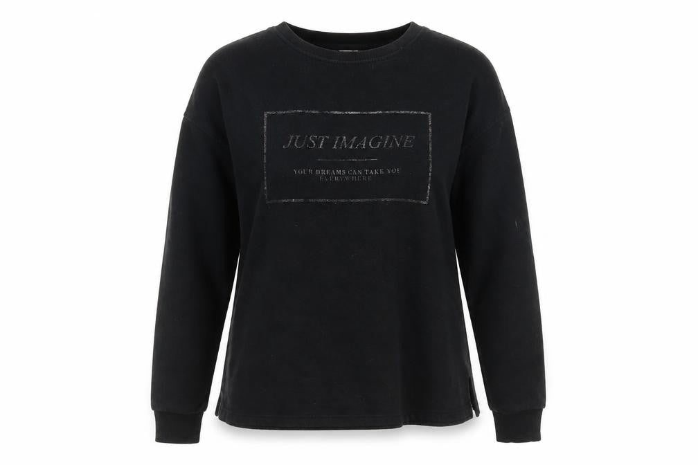 Papaya Womens Black  Cotton Pullover Sweatshirt Size 12   - JUST IMAGINE