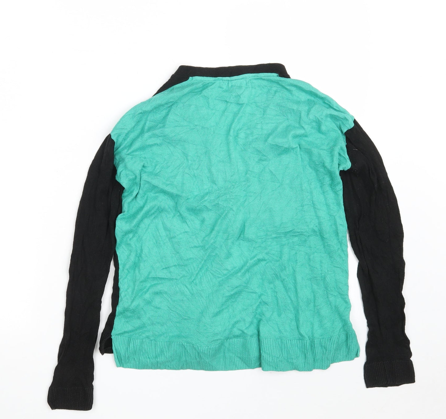 H&M Womens Black V-Neck  Viscose Cardigan Jumper Size XS   - Black & Green