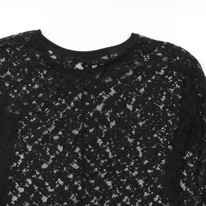 Atmosphere Womens Black Floral Polyester Basic Blouse Size 10 Round Neck