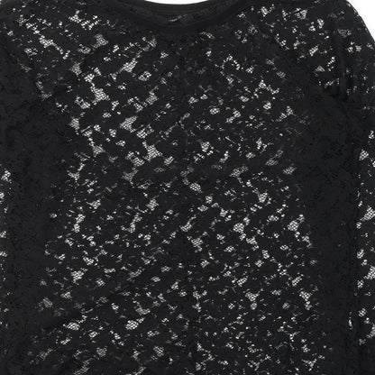 Atmosphere Womens Black Floral Polyester Basic Blouse Size 10 Round Neck