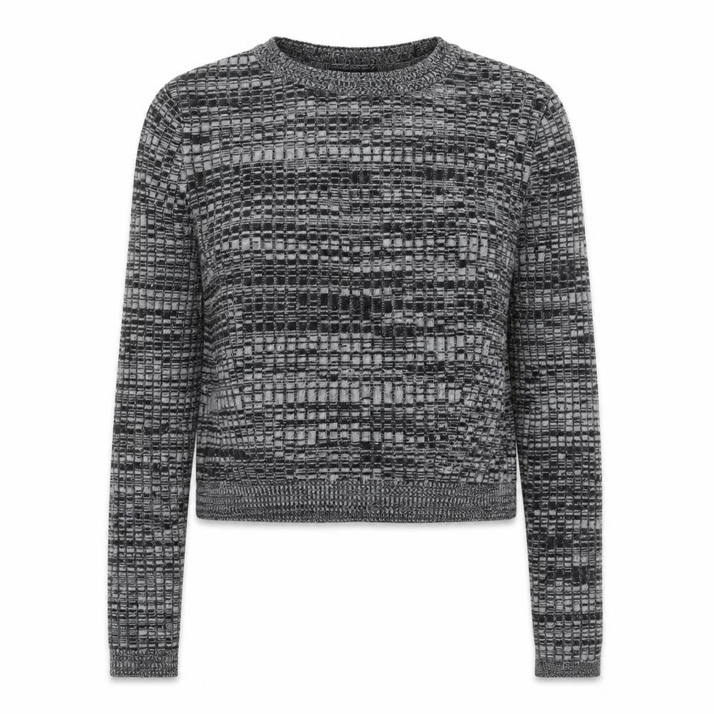 Topshop Womens Grey  Acrylic Jersey T-Shirt Size 8 Roll Neck