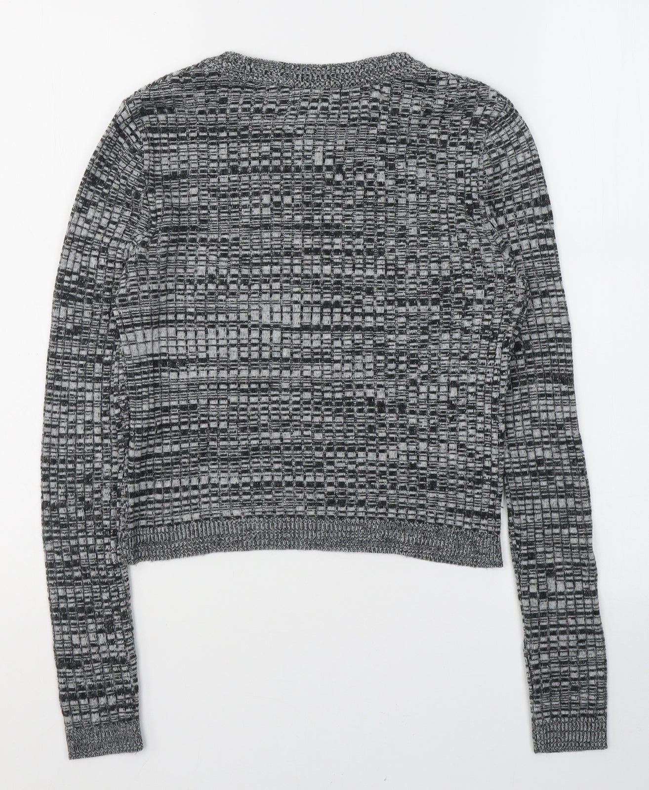 Topshop Womens Grey  Acrylic Jersey T-Shirt Size 8 Roll Neck