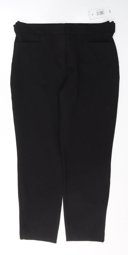 Soon Womens Black  Polyester Trousers  Size 12 L26 in Regular Zip