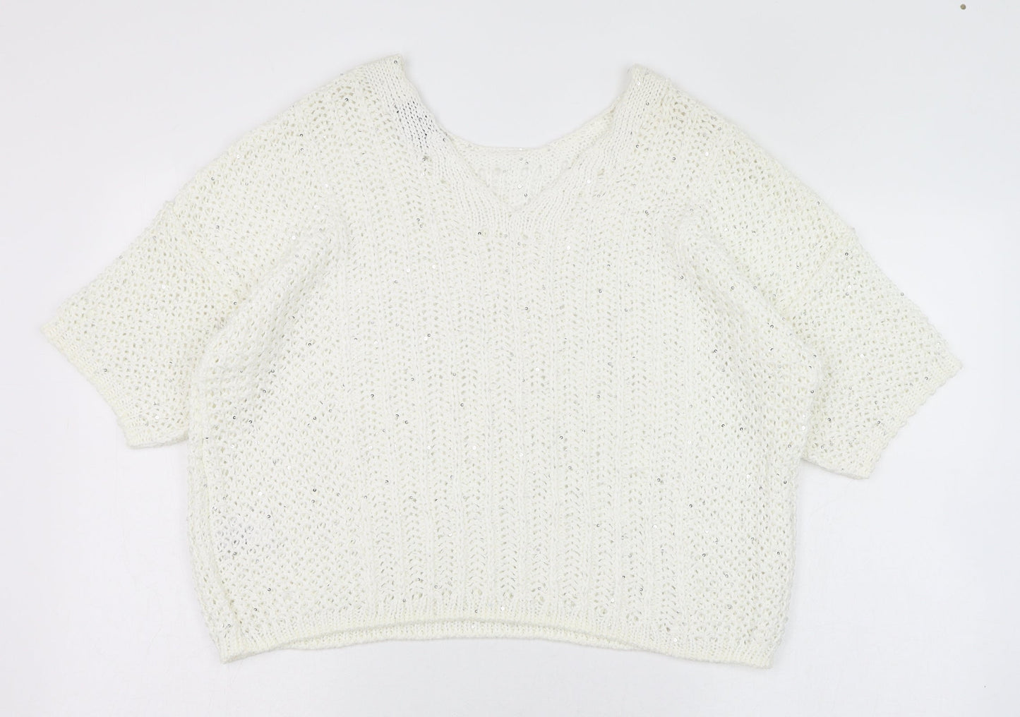 NEXT Womens White Round Neck  Acrylic Pullover Jumper Size M