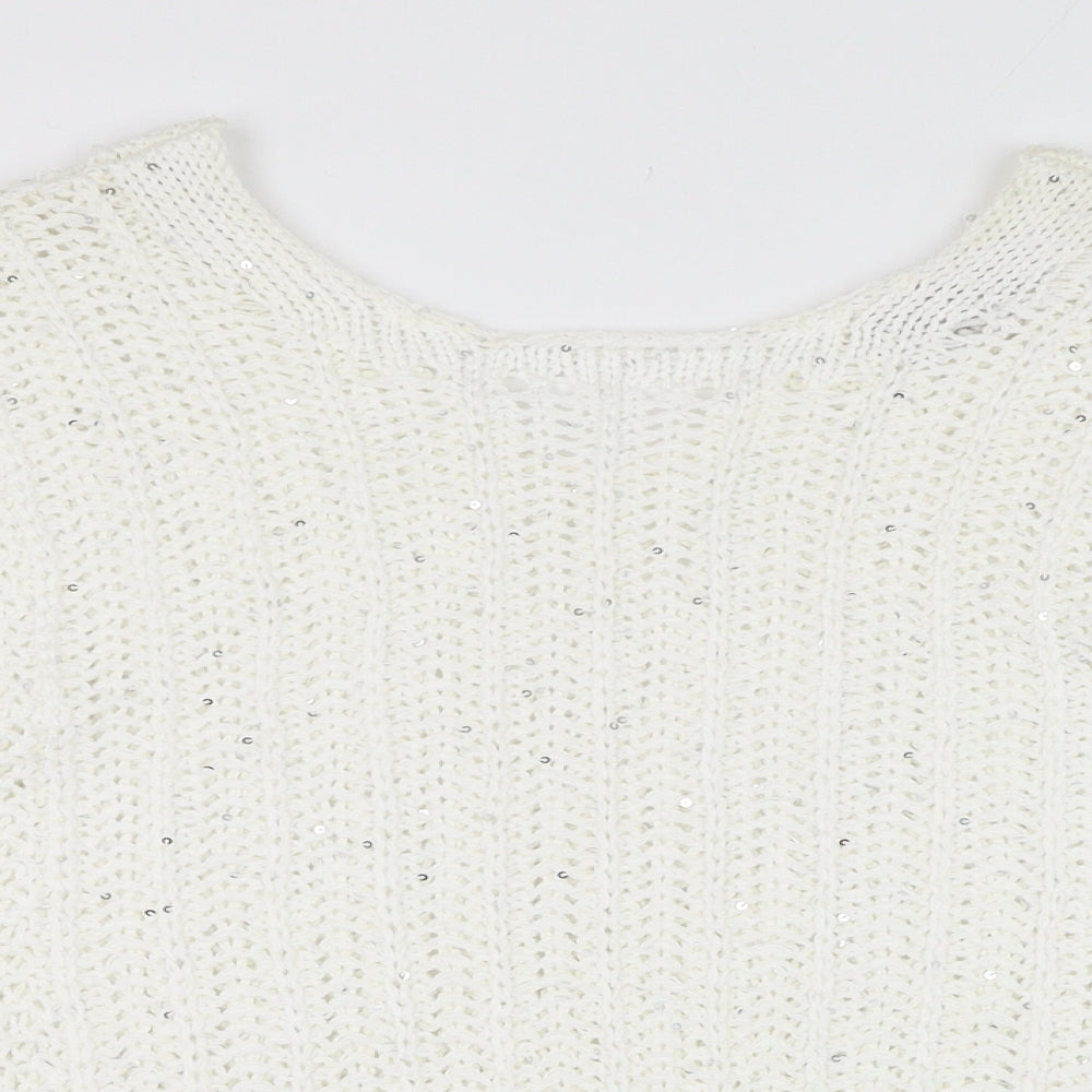 NEXT Womens White Round Neck  Acrylic Pullover Jumper Size M