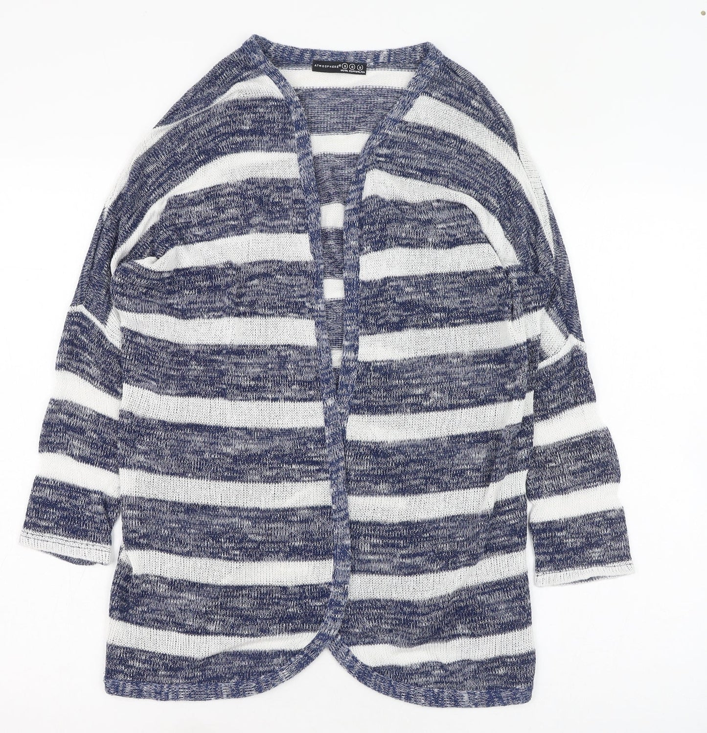 Atmosphere Womens Blue Round Neck Animal Print Polyester Cardigan Jumper Size S