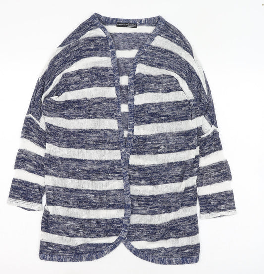 Atmosphere Womens Blue Round Neck Animal Print Polyester Cardigan Jumper Size S
