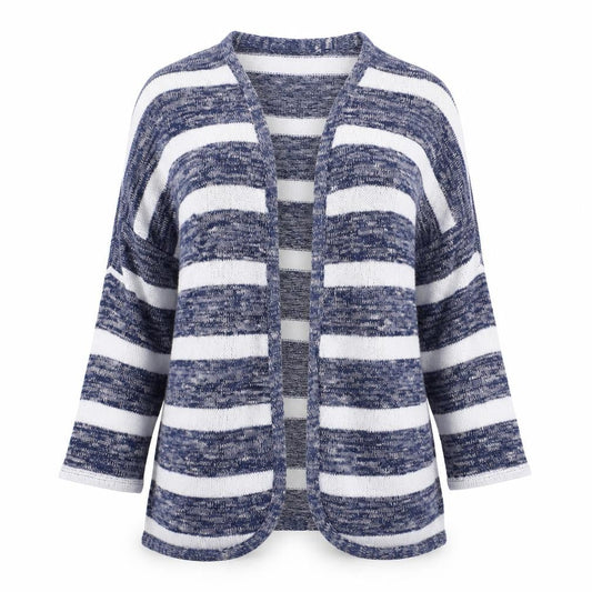 Atmosphere Womens Blue Round Neck Animal Print Polyester Cardigan Jumper Size S