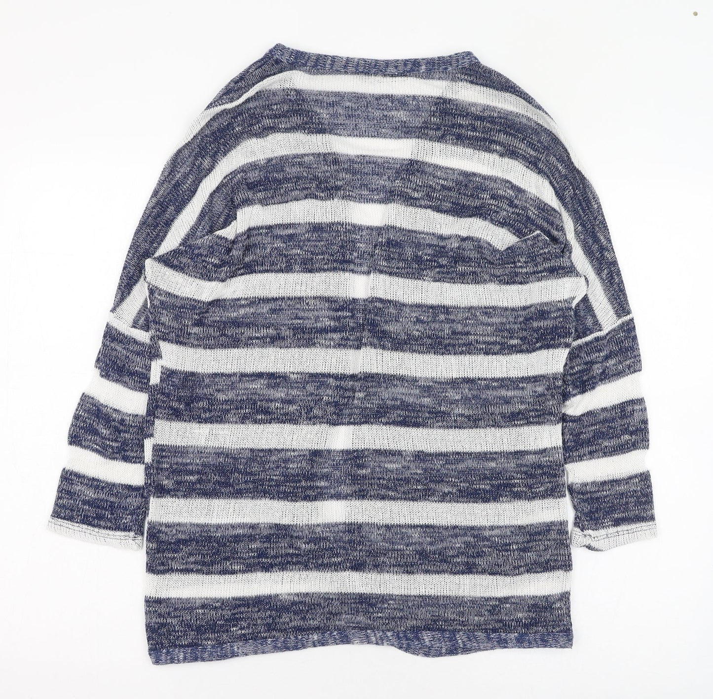 Atmosphere Womens Blue Round Neck Animal Print Polyester Cardigan Jumper Size S