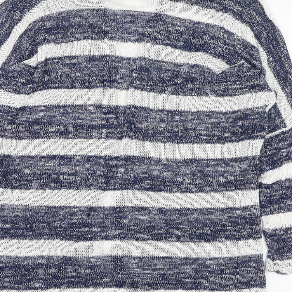 Atmosphere Womens Blue Round Neck Animal Print Polyester Cardigan Jumper Size S