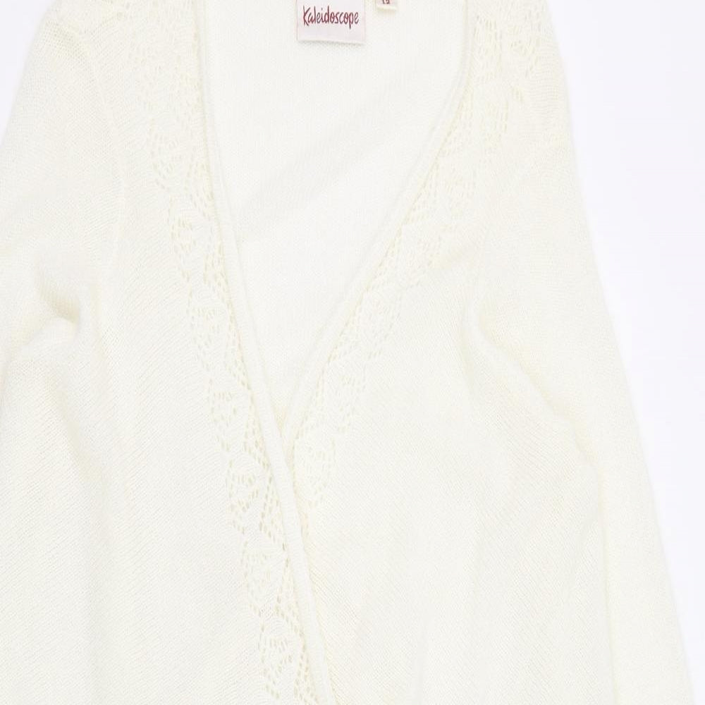 Kaleidoscope Womens Ivory Round Neck  Acrylic Cardigan Jumper Size 12