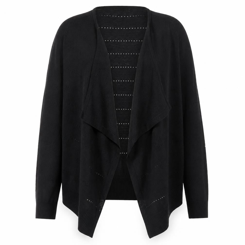 TU Womens Black Round Neck  Polyester Cardigan Jumper Size 10