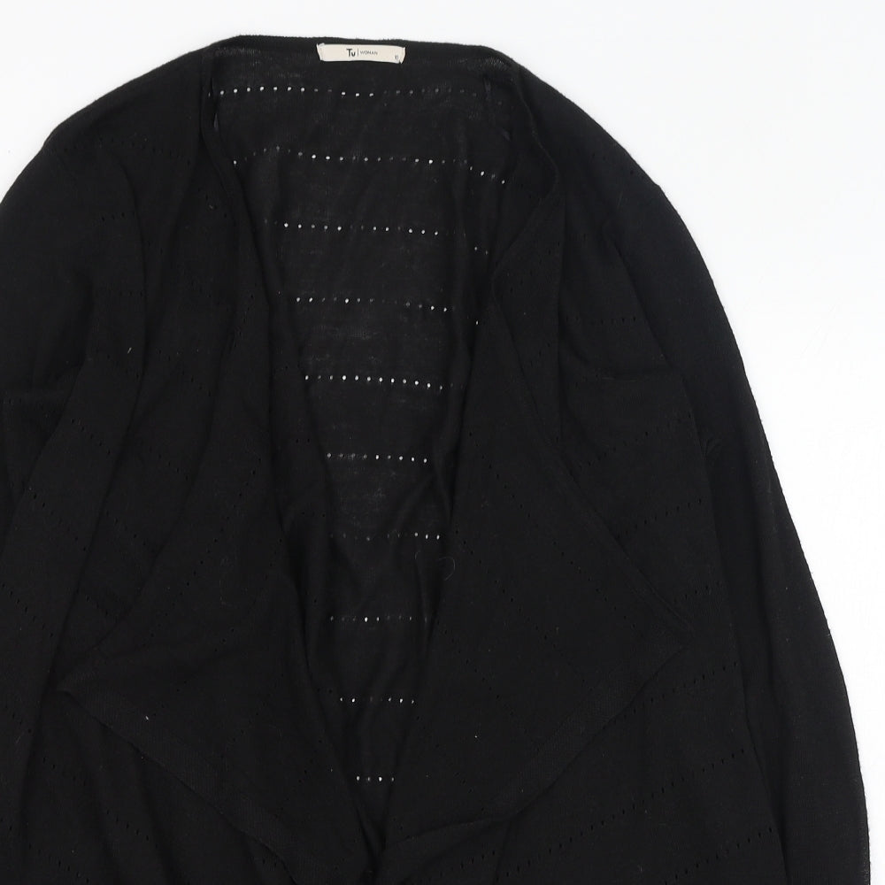TU Womens Black Round Neck  Polyester Cardigan Jumper Size 10
