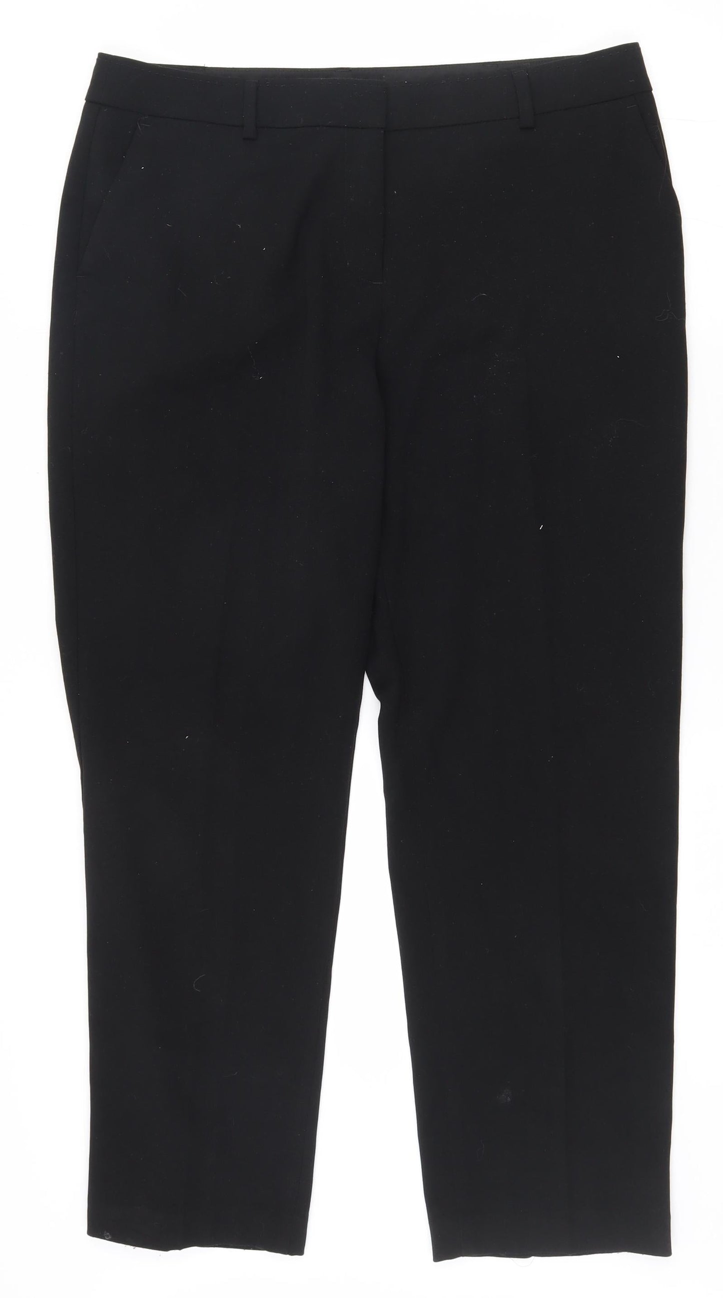 Marks and Spencer Womens Black  Polyester Dress Pants Trousers Size 14 L27.5 in Regular Zip