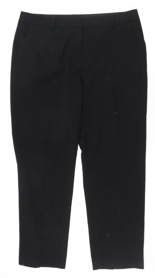 Marks and Spencer Womens Black  Polyester Dress Pants Trousers Size 14 L27.5 in Regular Zip