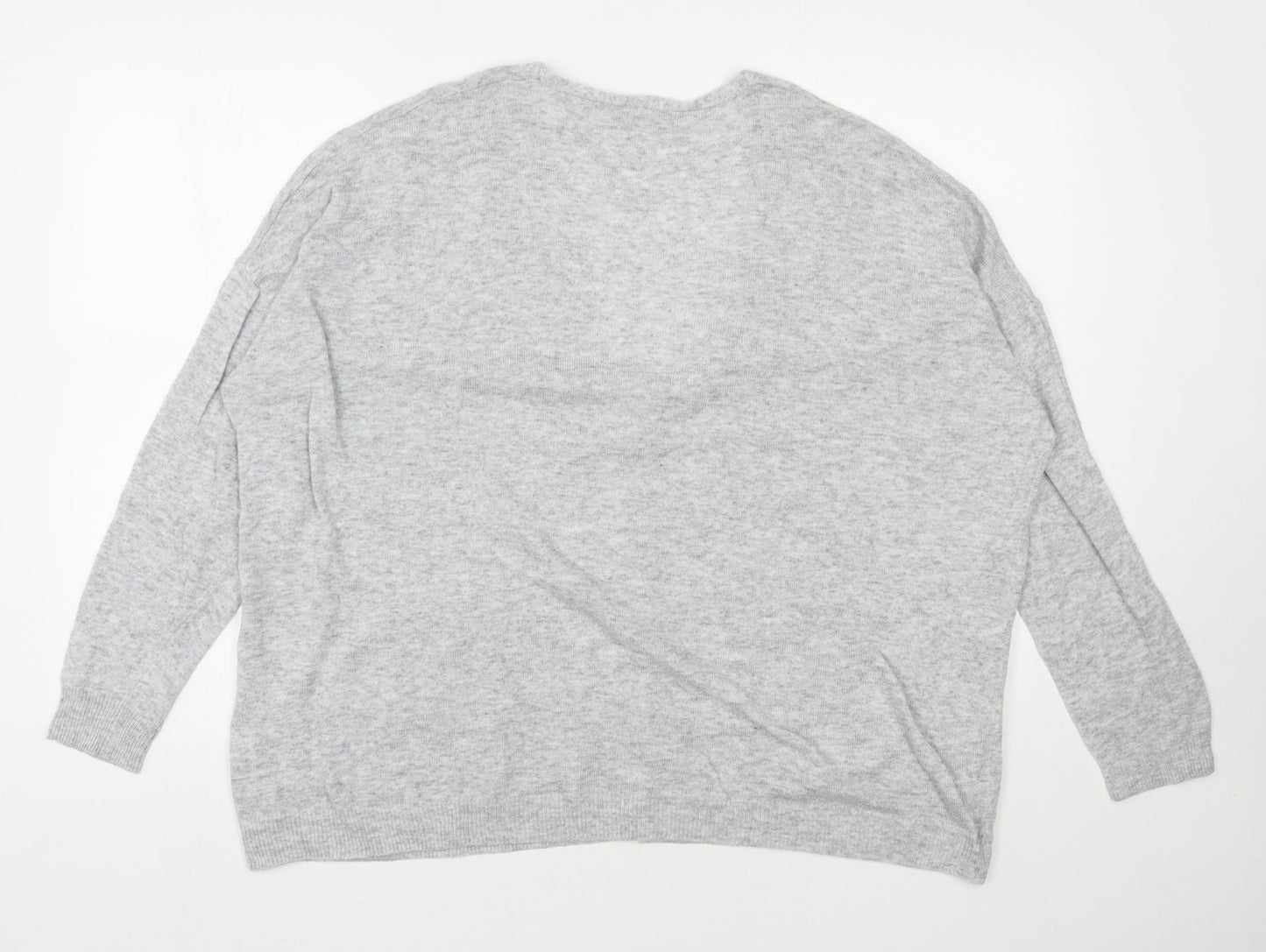 Bershka Womens Grey V-Neck  Polyester Cardigan Jumper Size S