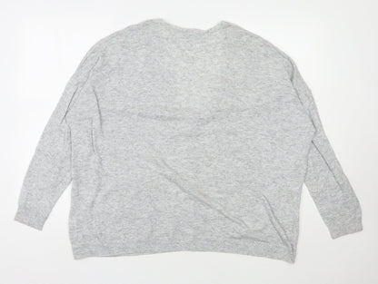 Bershka Womens Grey V-Neck  Polyester Cardigan Jumper Size S