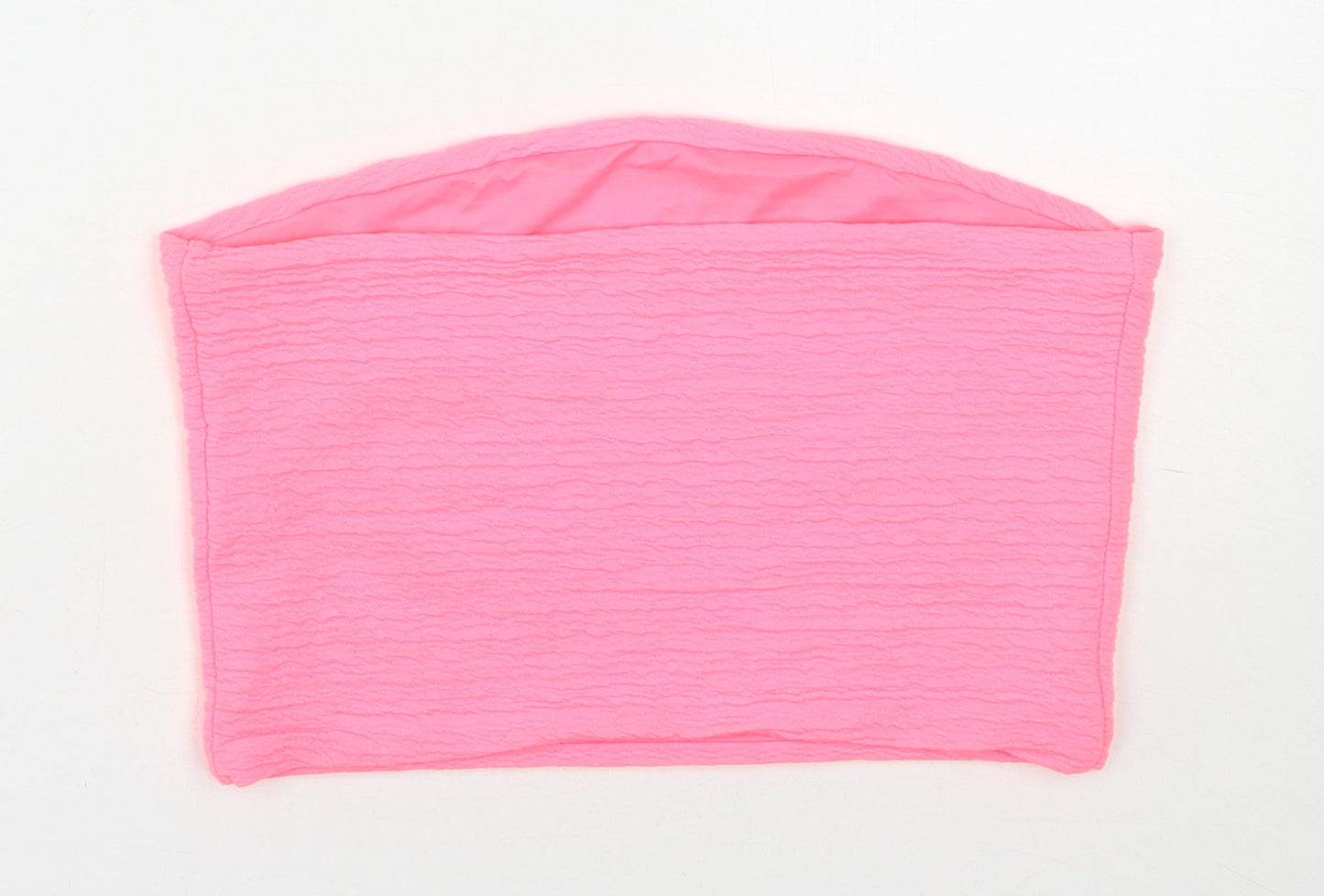 River Island Womens Pink  Polyester Cropped T-Shirt Size 12 Off the Shoulder
