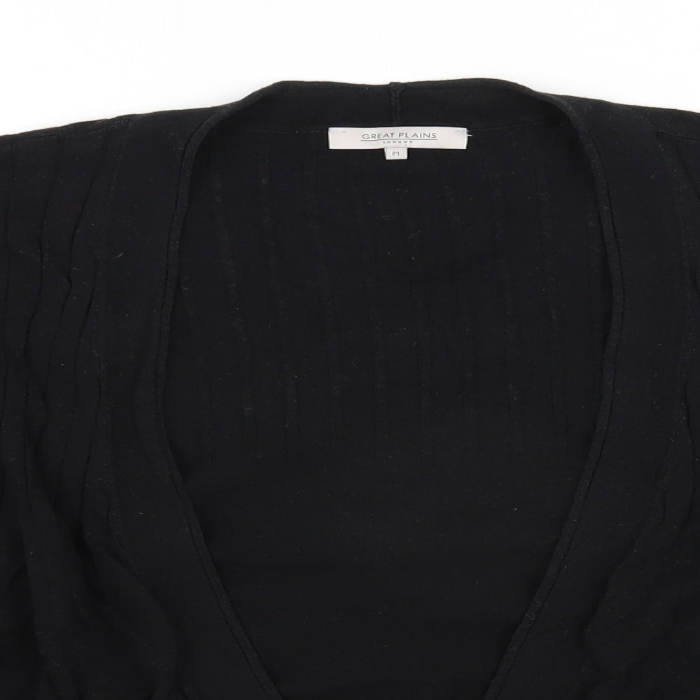 Great Plains Womens Black V-Neck  Polyester Cardigan Jumper Size M