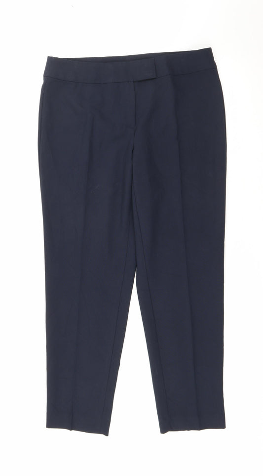 Marks and Spencer Womens Blue  Polyester Trousers  Size 12 L26 in Regular Zip