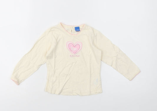 Adams Kids Baby Yellow  Cotton Pullover T-Shirt Size 12-18 Months Crew Neck Pullover - Heart