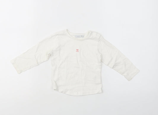 Mexx Baby White  Cotton Basic Polo Size 12-18 Months Crew Neck Snap