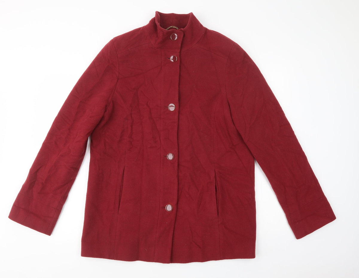 Marks & Spencer Womens Red   Pea Coat Coat Size 14  Button