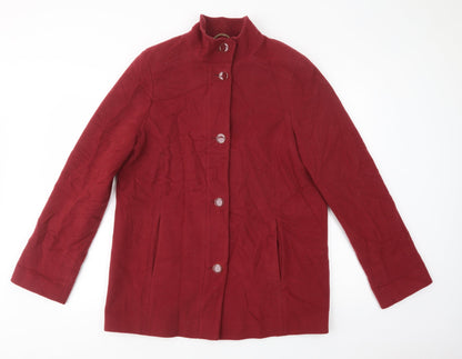 Marks & Spencer Womens Red   Pea Coat Coat Size 14  Button