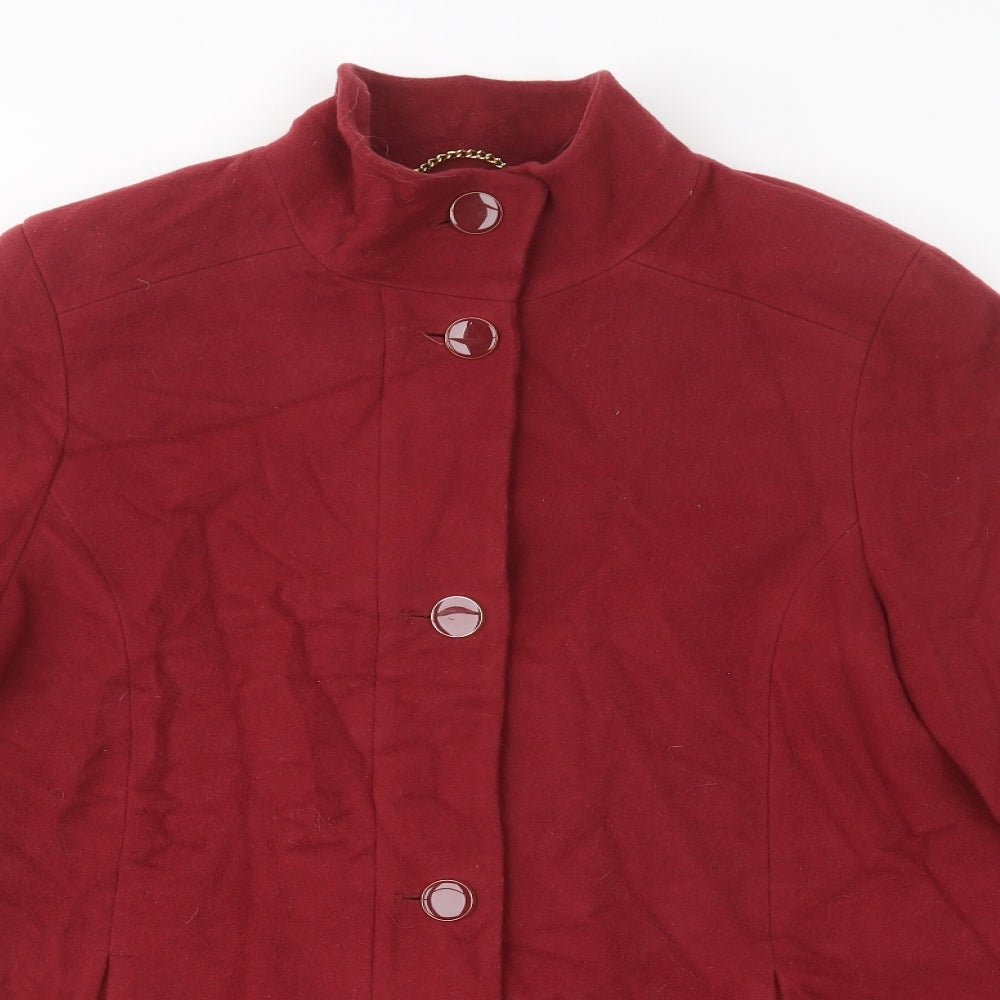 Marks & Spencer Womens Red   Pea Coat Coat Size 14  Button
