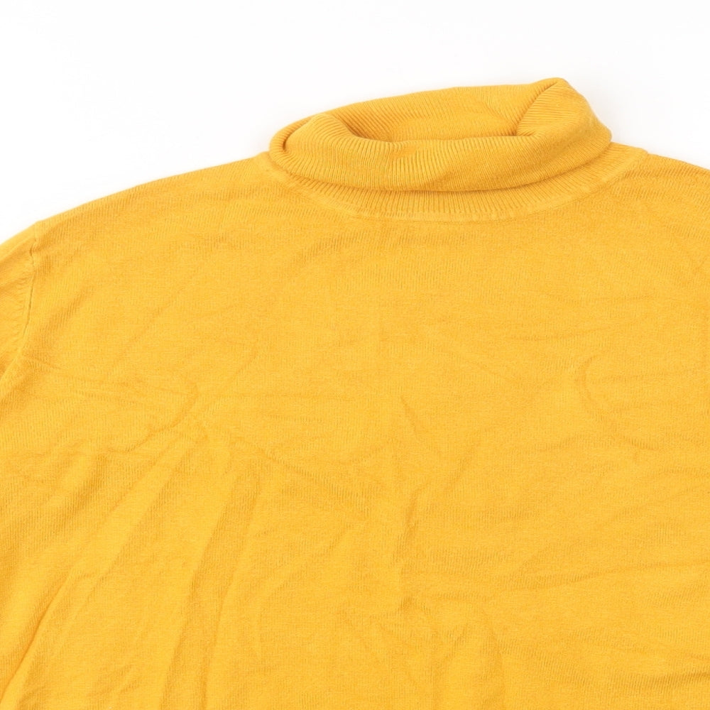 Dunnes Stores Womens Yellow Roll Neck  Viscose Pullover Jumper Size L