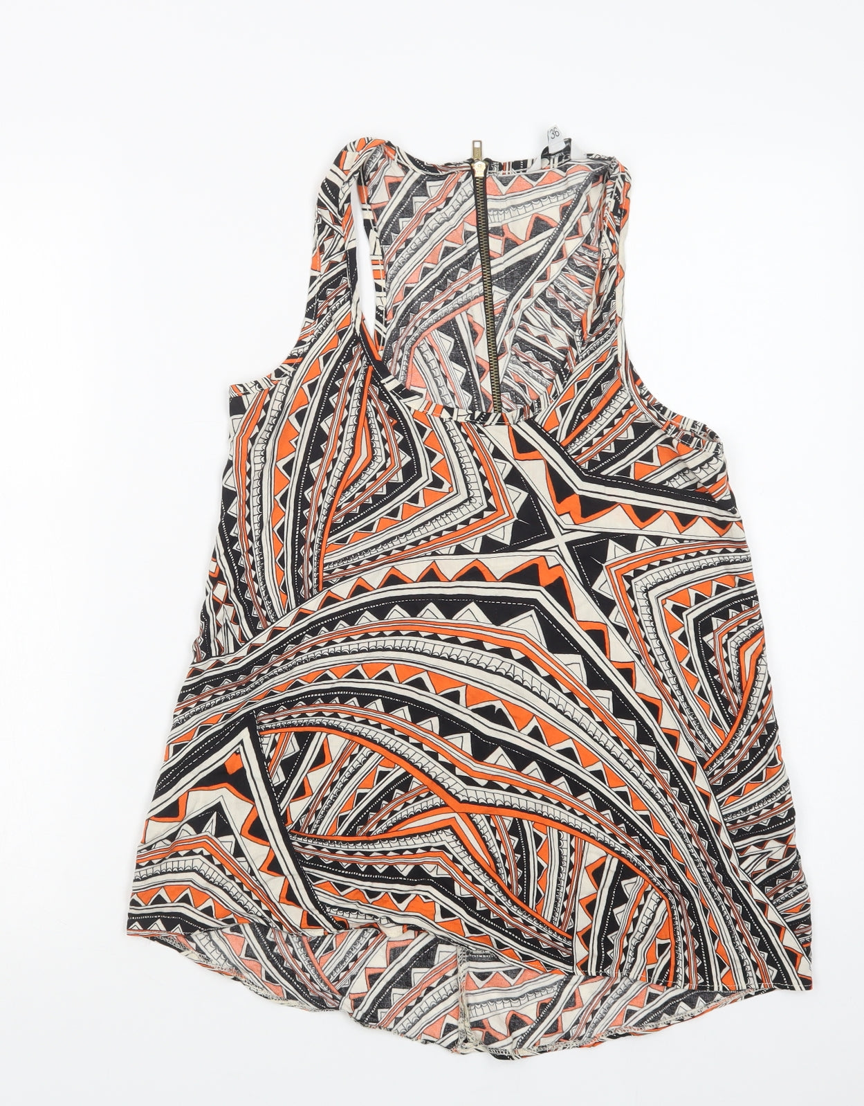 New Look Womens Multicoloured Geometric Viscose Basic Tank Size 8 Scoop Neck
