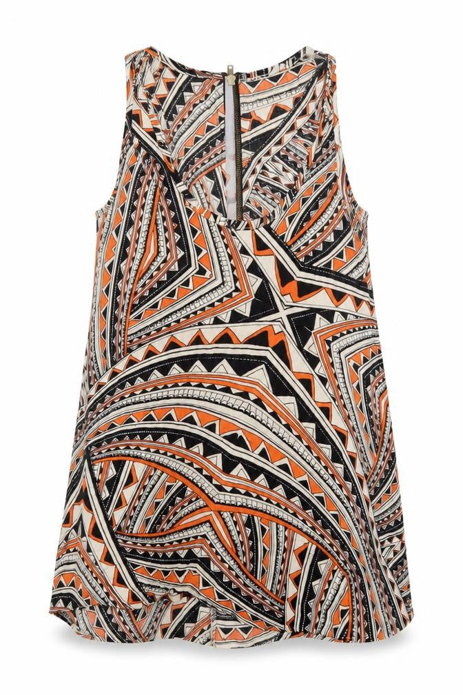 New Look Womens Multicoloured Geometric Viscose Basic Tank Size 8 Scoop Neck