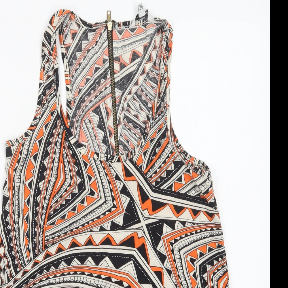 New Look Womens Multicoloured Geometric Viscose Basic Tank Size 8 Scoop Neck