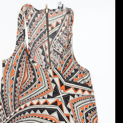New Look Womens Multicoloured Geometric Viscose Basic Tank Size 8 Scoop Neck