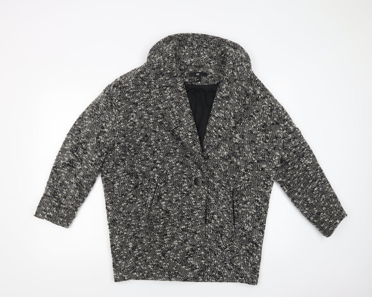H&M Womens Grey   Overcoat Coat Size 10  Button
