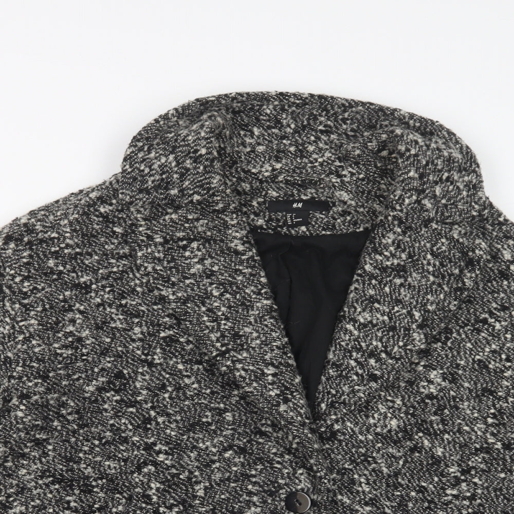 H&M Womens Grey   Overcoat Coat Size 10  Button
