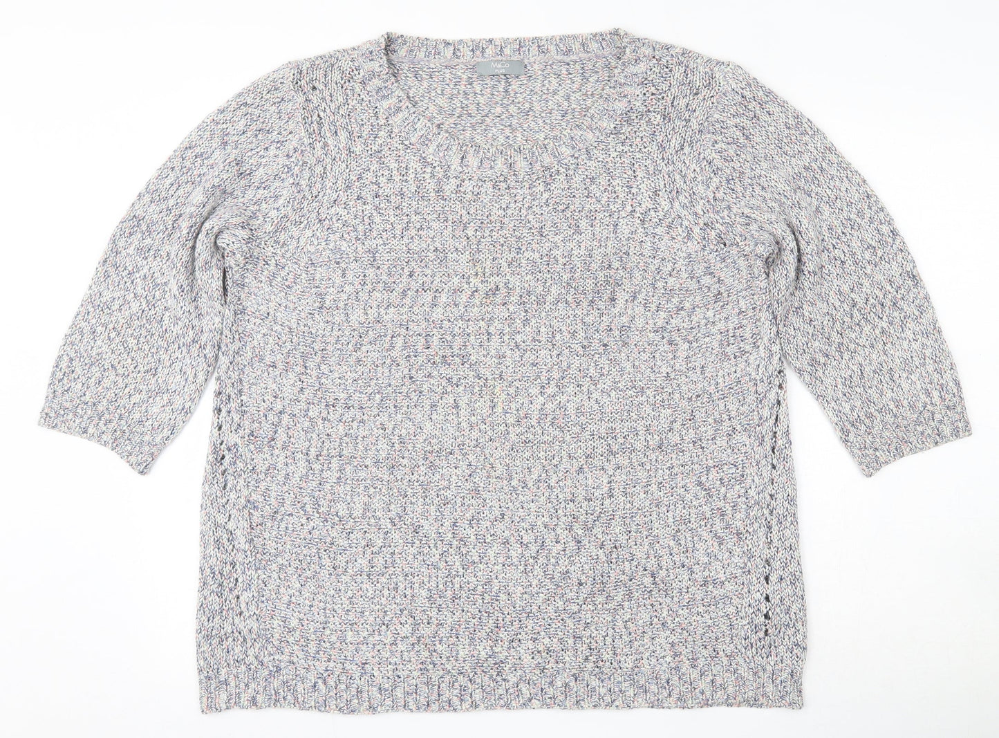 M&Co Womens Multicoloured Round Neck  Acrylic Pullover Jumper Size 18