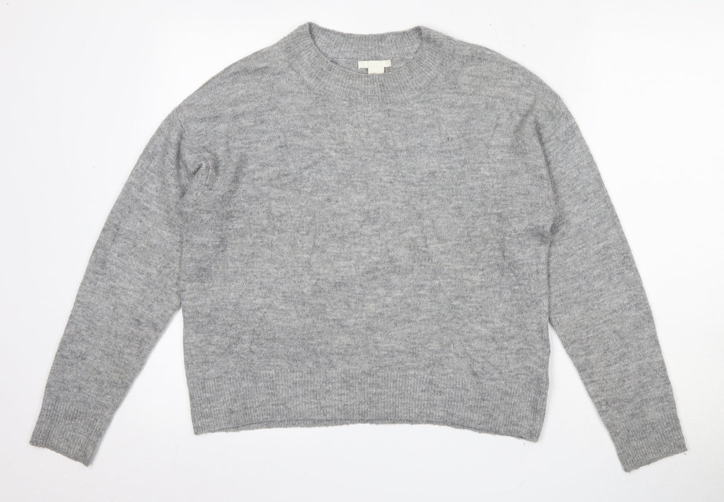 H&M Womens Grey Round Neck  Acrylic Pullover Jumper Size XS