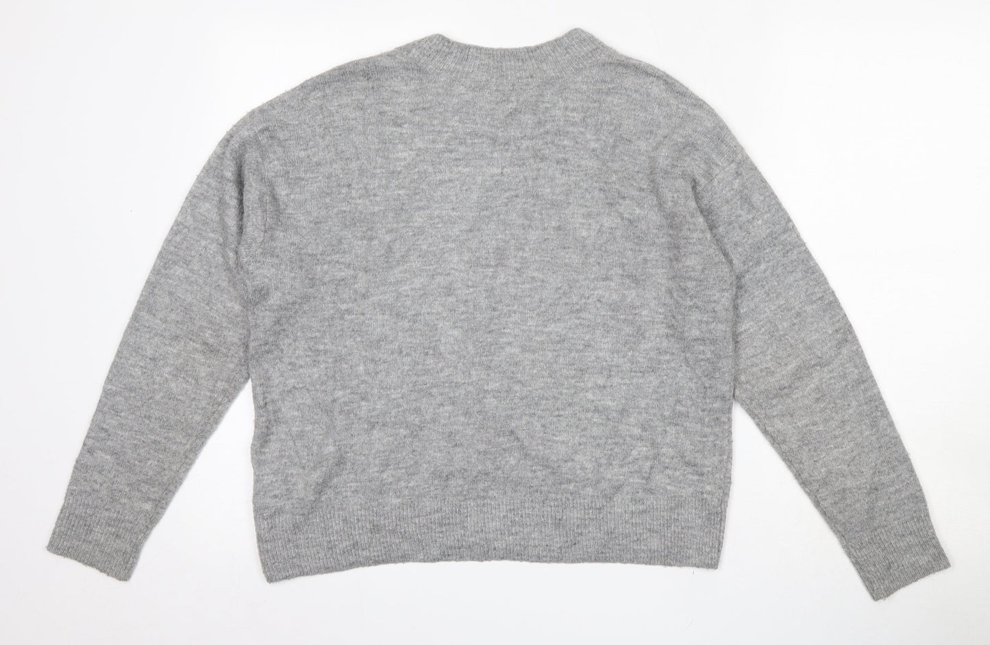 H&M Womens Grey Round Neck  Acrylic Pullover Jumper Size XS