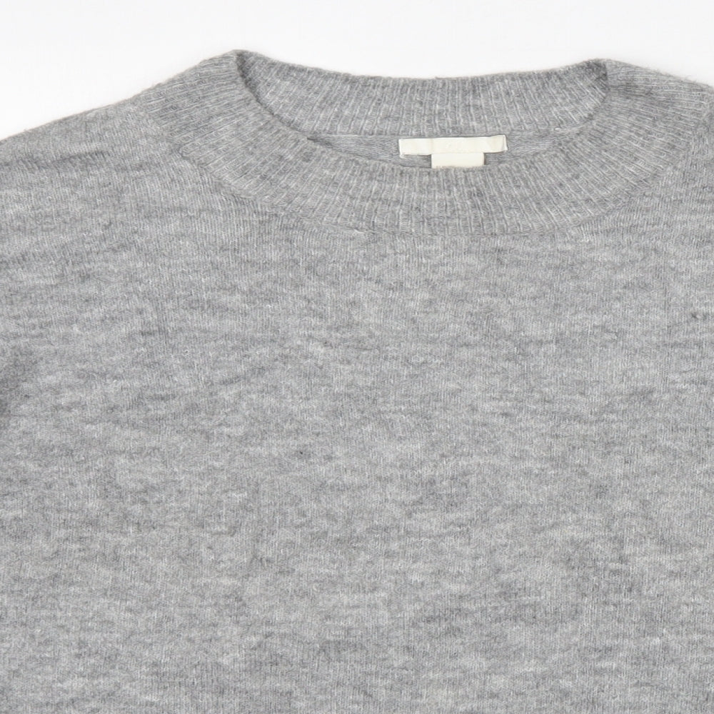 H&M Womens Grey Round Neck  Acrylic Pullover Jumper Size XS