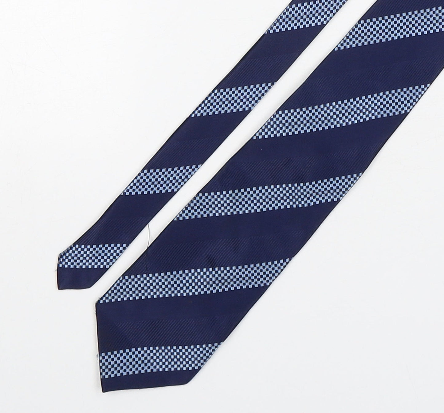 Attacco Mens Blue Striped Polyester Pointed Tie One Size
