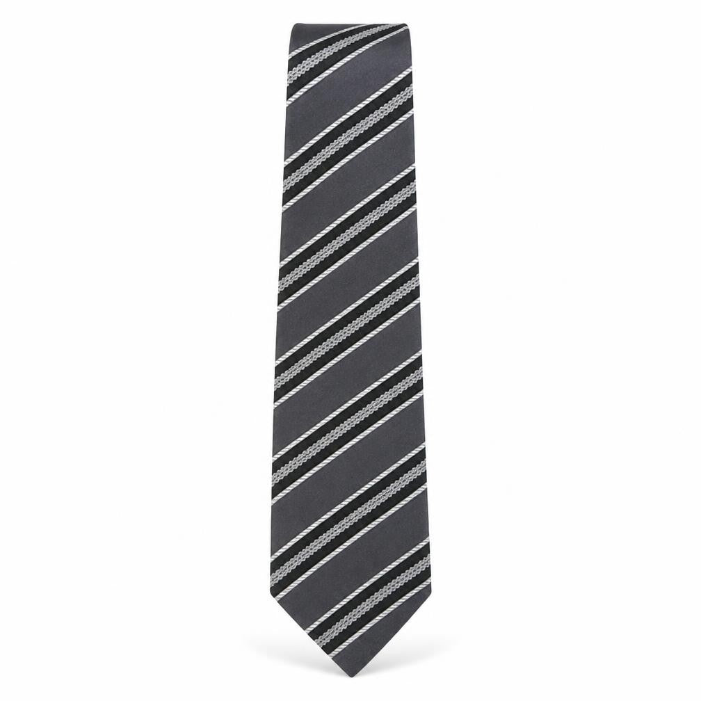 Preworn Mens Grey Striped Silk Pointed Tie One Size