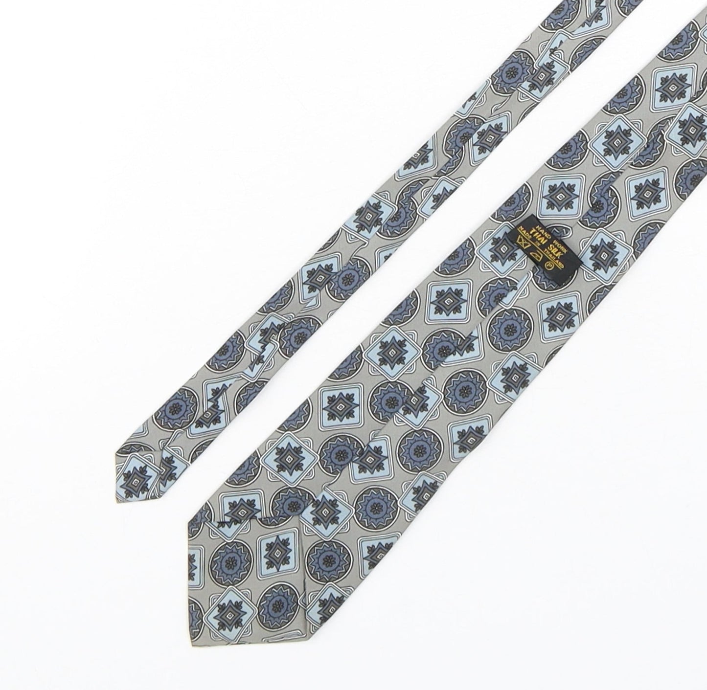 Hand Work  Mens Multicoloured Geometric Silk Pointed Tie One Size