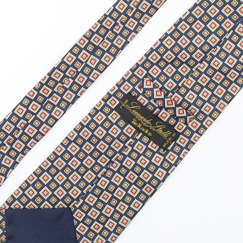 Leonardo Stelli Mens Multicoloured Geometric Silk Pointed Tie One Size