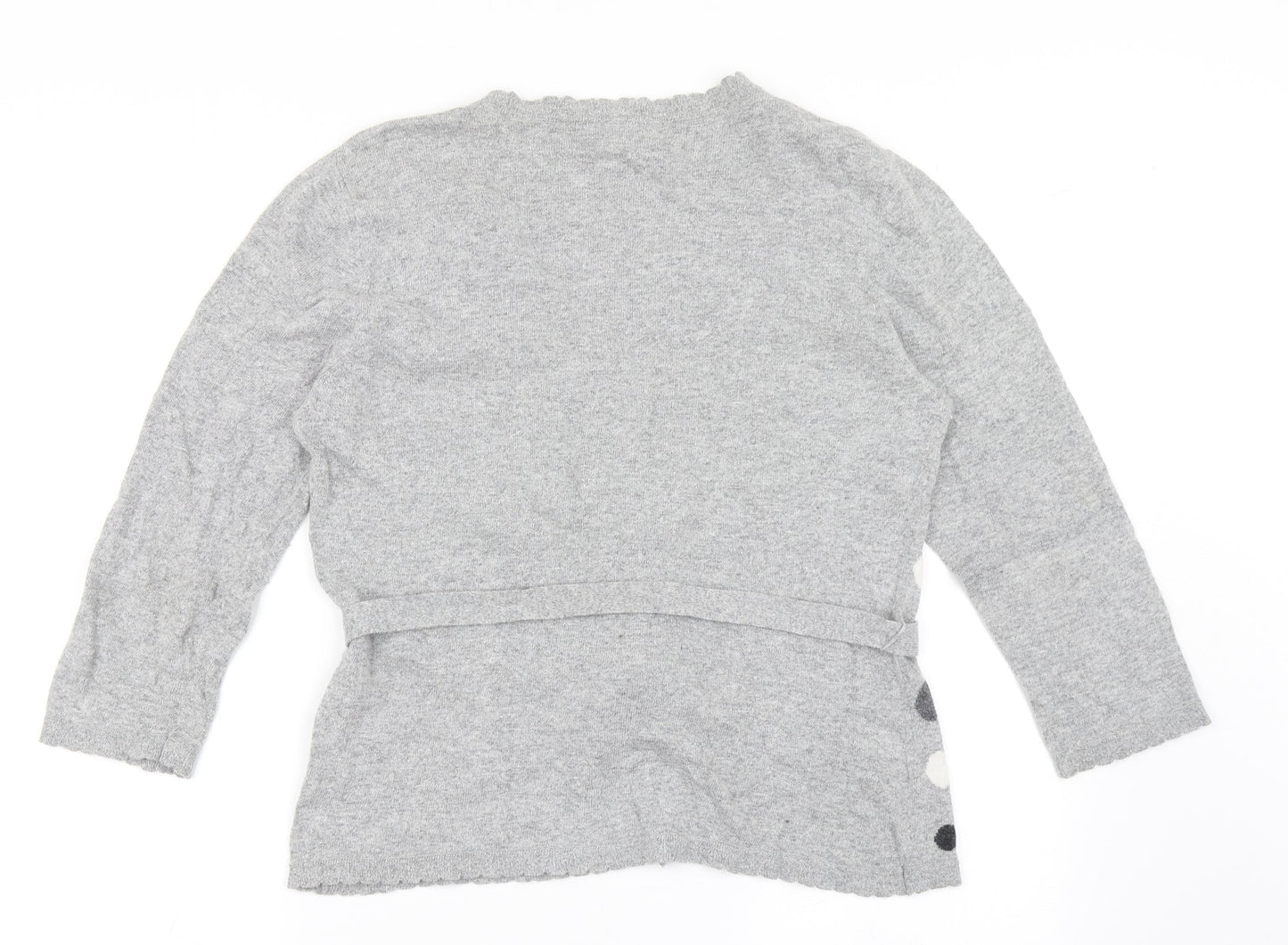 CC Womens Grey V-Neck Polka Dot Cotton Cardigan Jumper Size L