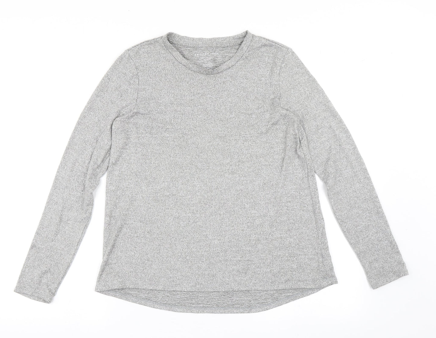 American Eagle Outfitters Womens Grey  Polyester Basic T-Shirt Size S Round Neck